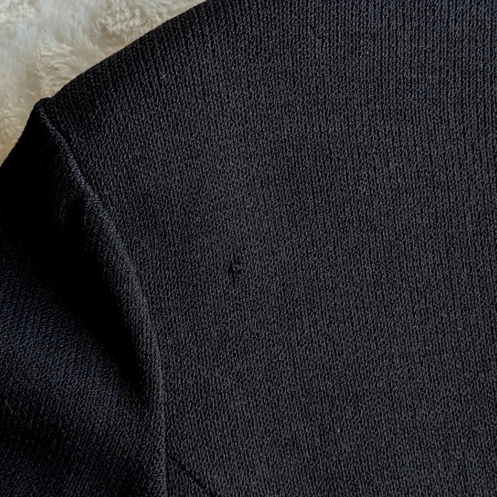 St. John Basics Black Santana Knit Mock Neck Jacket Gold Crest Buttons Size 10 - Picture 9 of 9
